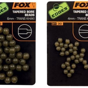 FOX Edges Trans Khaki Tapered Bore Beads karoliukai (4 mm, 30 vnt.)