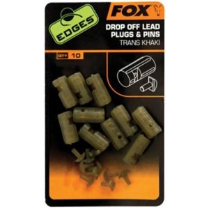 FOX Edges Trans Khaki Drop Off Lead Plugs & Pins sistemėlių elementai (10 vnt.)