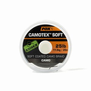 FOX Edges Camotex Soft Coated Braid Hooklink Line Camo pintas valas pavadėliams (9.07 kg / 20 lb, 20 m)