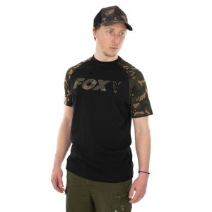 FOX Raglan Black/Camo T-Shirt marškinėliai (L dydis)