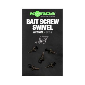 KORDA Micro Hook Ring Swivels & Bait Screws masalo suktukai – fiksatoriai (M dydis, 5 vnt.)