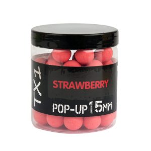SHIMANO Tribal TX1 Strawberry Fluo Red Pop Up Boilies plaukiantys masaliniai boiliai (12 mm, 100 g)