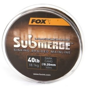 FOX Submerge Sinking Braid Mainline Dark Camo pintas valas (11.3 kg / 25 lb, 0.16 mm, 300 m)