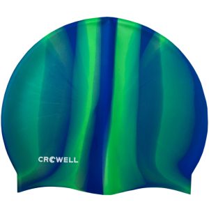 Silikoninė plaukimo kepuraitė Crowell Multi Flame, mėlynai žalia, 12 spalva