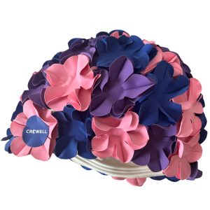 Moteriška plaukimo kepuraitė Crowell Kwiaty Flower, rožinė-violetinė-tamsiai mėlyna, 4 kol