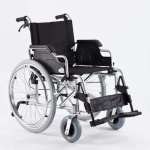 Neįgaliojo vežimėlis – aliuminis, su stabdžiu palydinčiam asmeniui