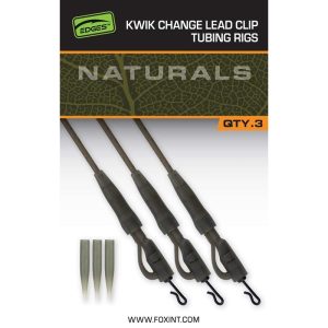 FOX Edges Naturals Kwik Change Lead Clip Tubing Rigs Kit sistemėlių elementai (45 cm, 3 vnt.)