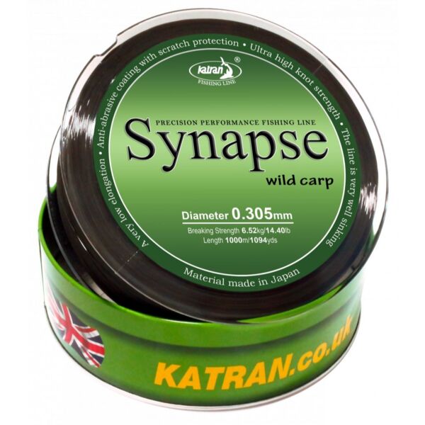 KATRAN SYNAPSE Wild Carp Mono Mainline Dark Green monofilamentinis valas (0.305 mm, 6.52 kg / 14.40 lb, 1000 m)